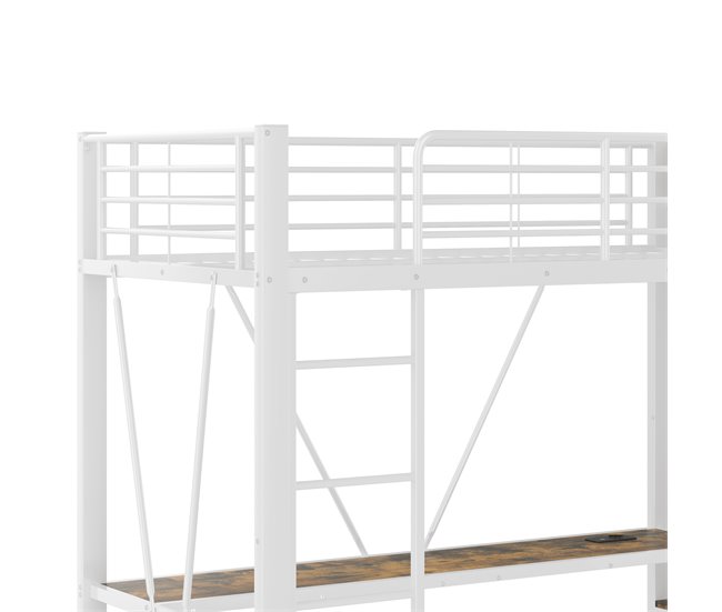 Cama alta para niños 95x227 Blanco/ Madera