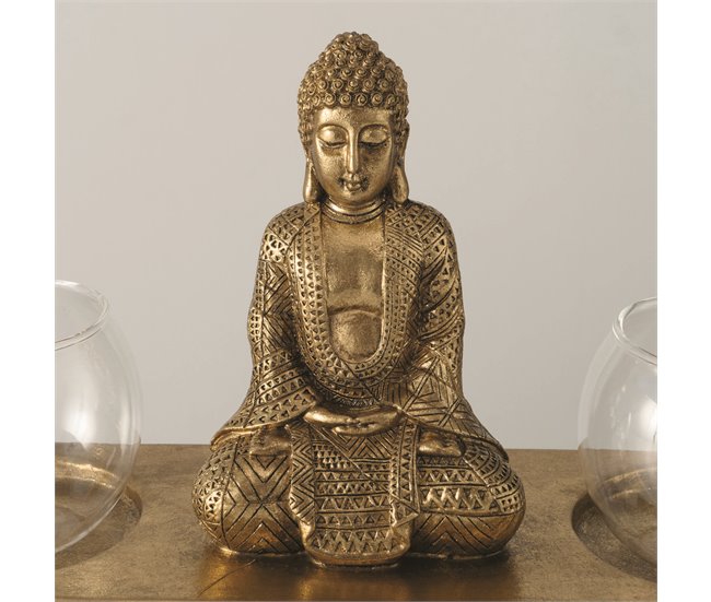 Portavelas dorado BUDA JARVEN 30x16cm Dorado