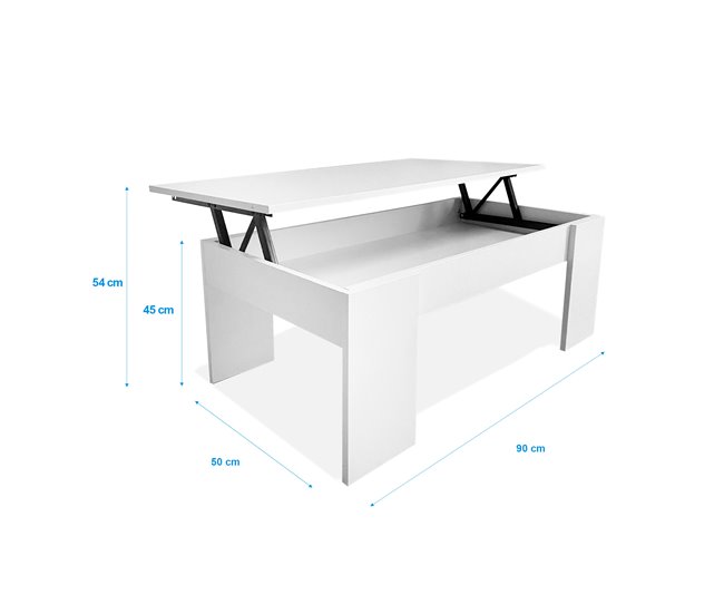 Mesa de Centro Elevable Nyana Home Diseño Moderno 90x50 Blanco