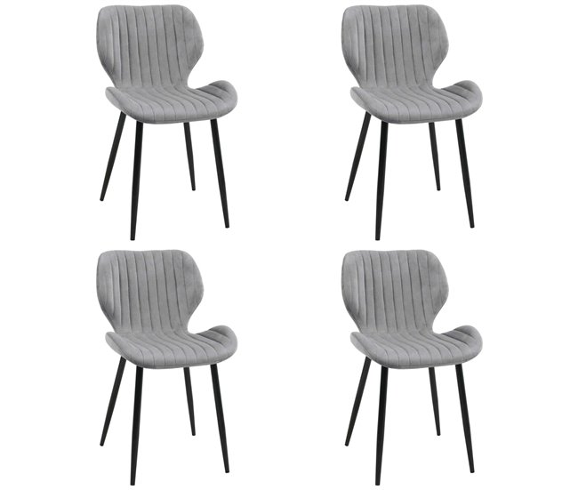 4x Silla tapizada capitoné de terciopelo SJ.17 Gris