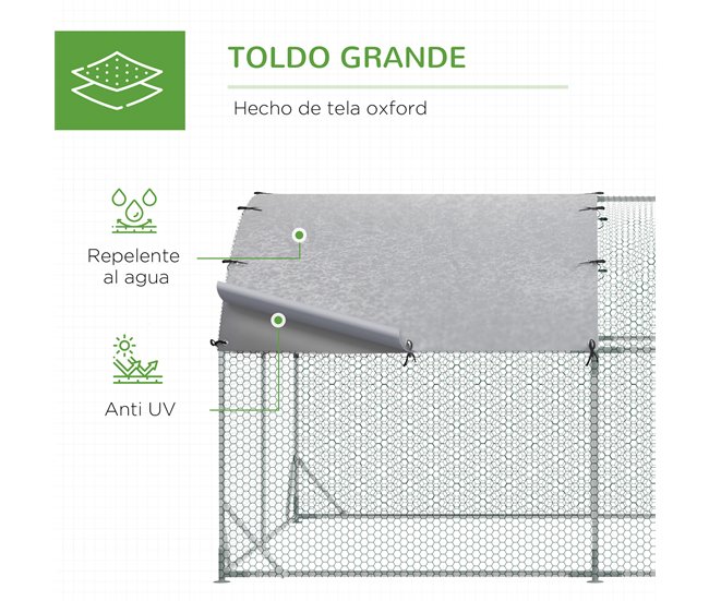 Gallinero Acero Galvanizado, Tela Oxford Gris
