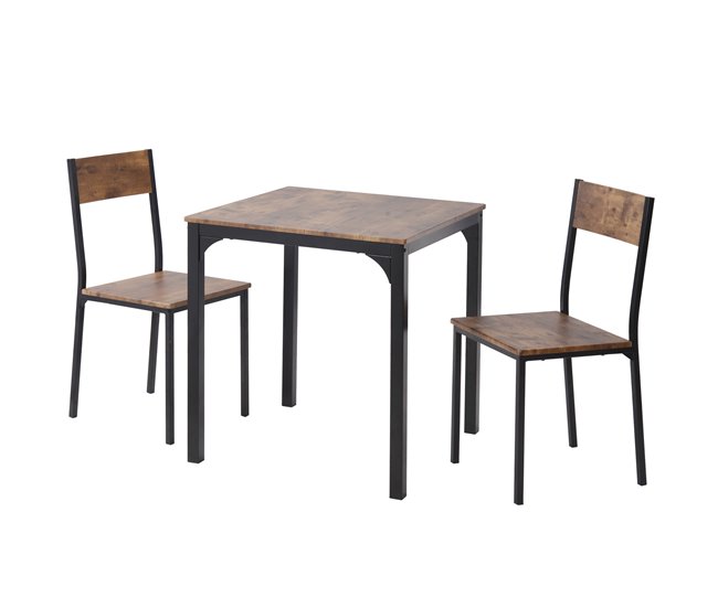 Conjunto de mesas y sillas de comedor 70x70 Marron