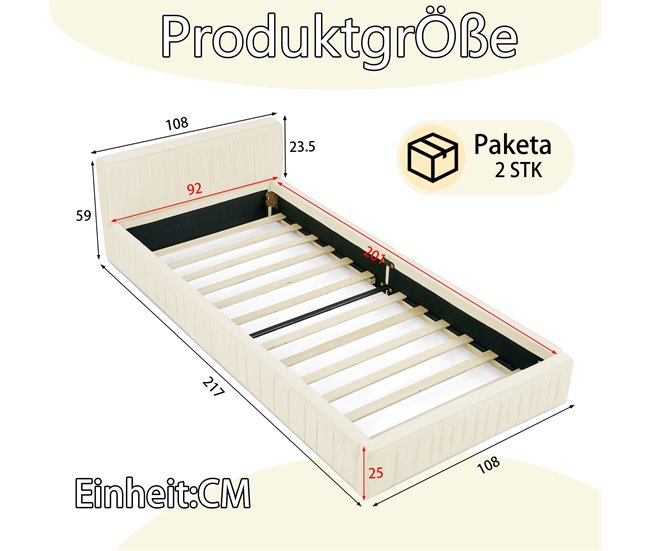 Camas individuales 108x217 Beige