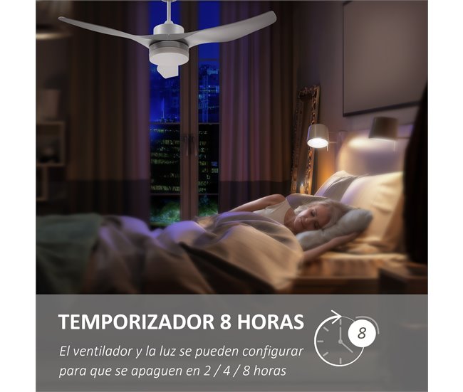 Ventilador de Techo ABS, Metal, Vidrio HOMCOM Blanco