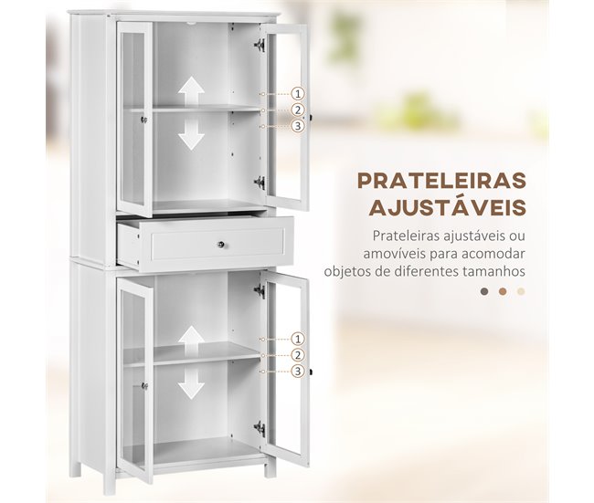 Alacena de Cocina MDF, Vidrio Templado HOMCOM, hogar - cocina Blanco