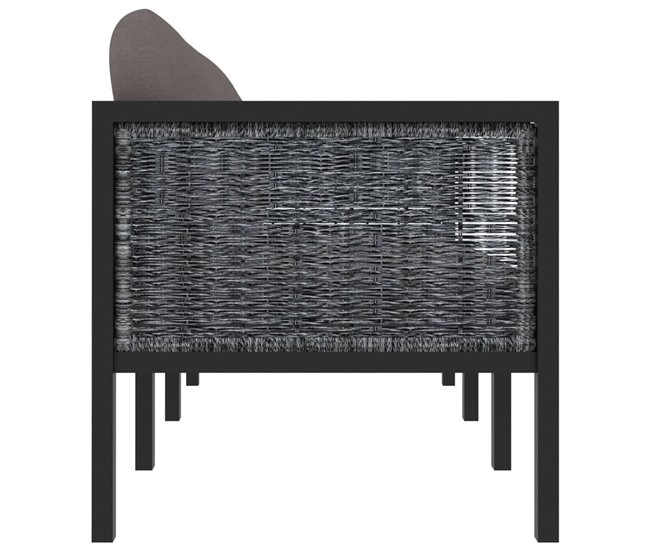 Sofá de 3 plazas con cojines ratán sintético Antracita