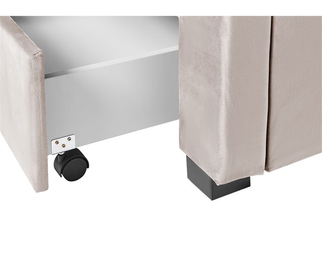 Beliani Cama con cajones Terciopelo LIEVIN 145x217 Beige