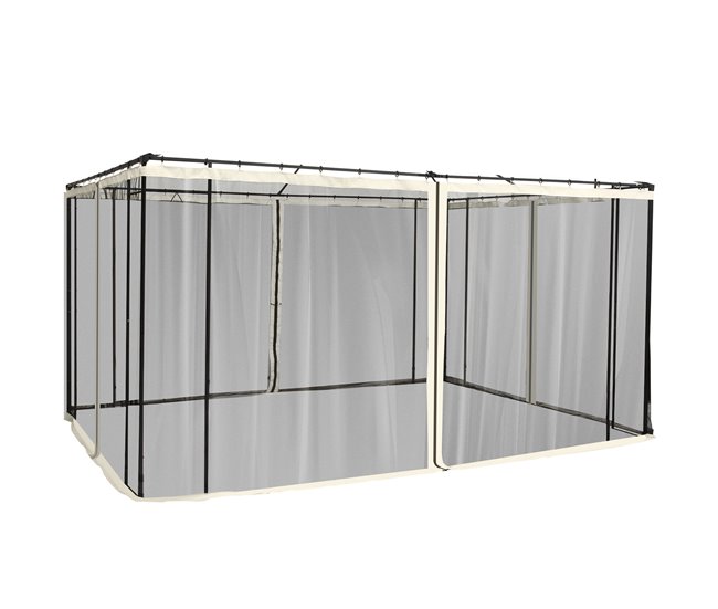 4 Paneles Laterales de Mosquitera para Carpa Poliéster, Nylon 335x0 Negro