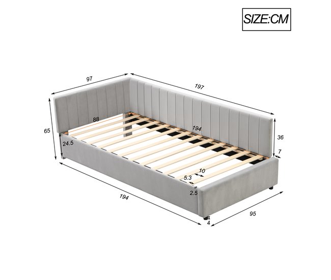 Camas individuales 97x197 Gris