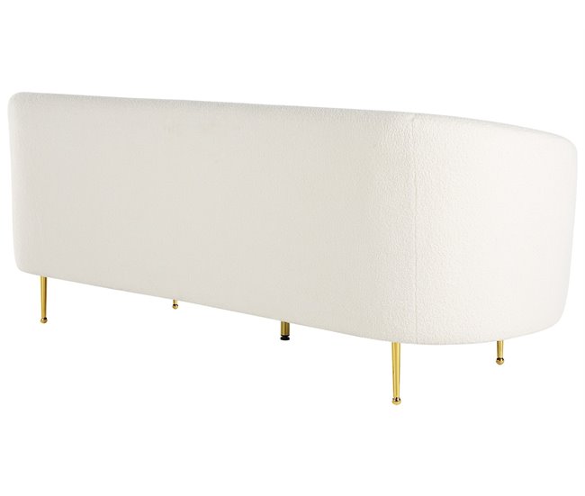 Beliani Sofá de 3 plazas Bouclé LOEN Blanco