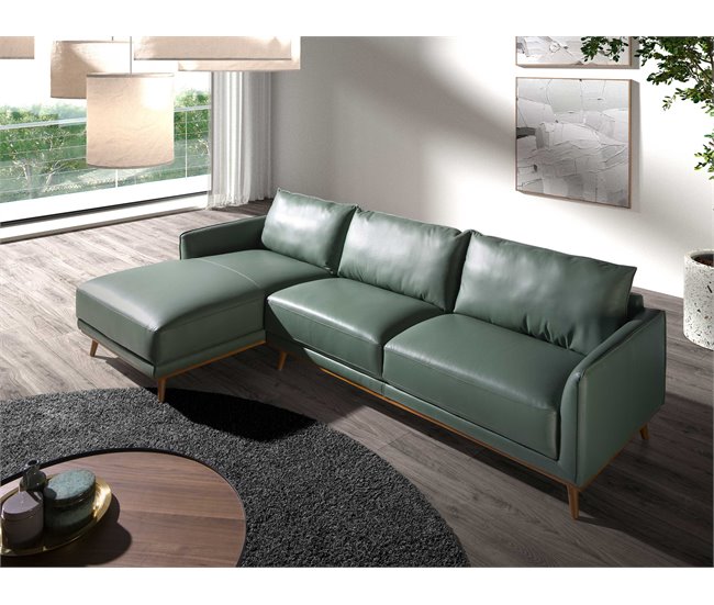 ANGEL CERDÁ Sofá chaise longue izquierda piel Verde