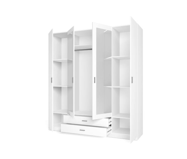 Armario Roma  puertas abatibles con  cajones 198 Blanco