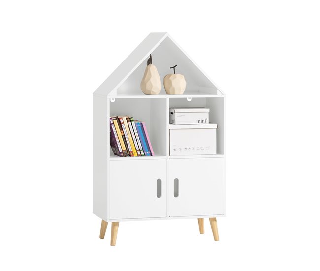 Librería Infantil con 2 Estanterías Abiertos KMB58-W SoBuy Blanco