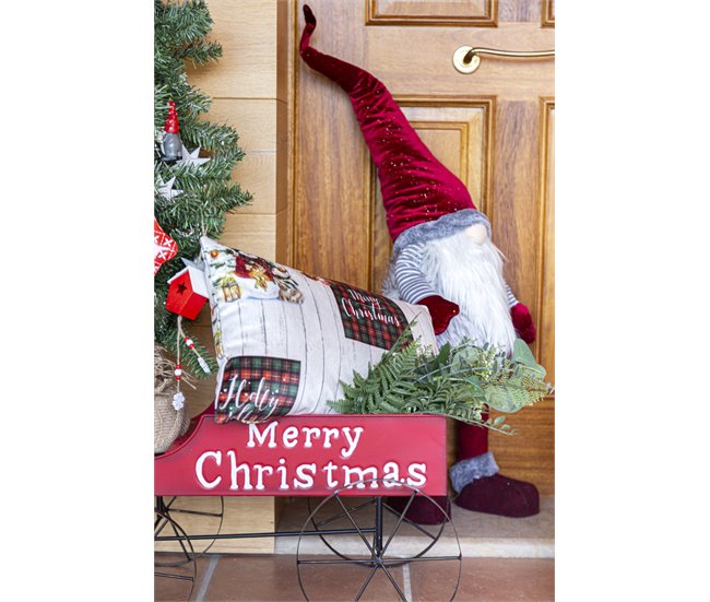 FUNDA DE COJIN DE TERCIOPELO DE NAVIDAD HOLLY JOLLY Blanco