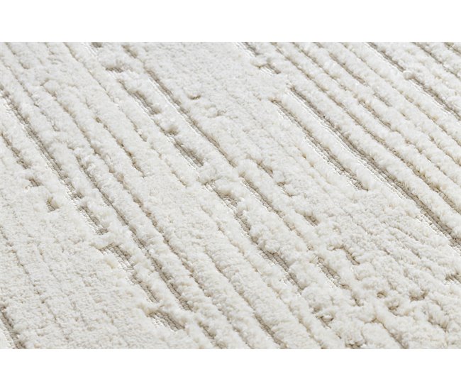 Alfombra SEVILLA AC53B rayas Franjas Bereber marroquí Shaggy 160x220 Crema