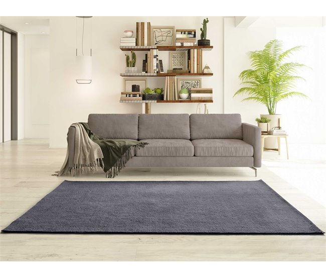 Alfombra lisa lavable CORALINE - ATTICGO 120x170 Antracita