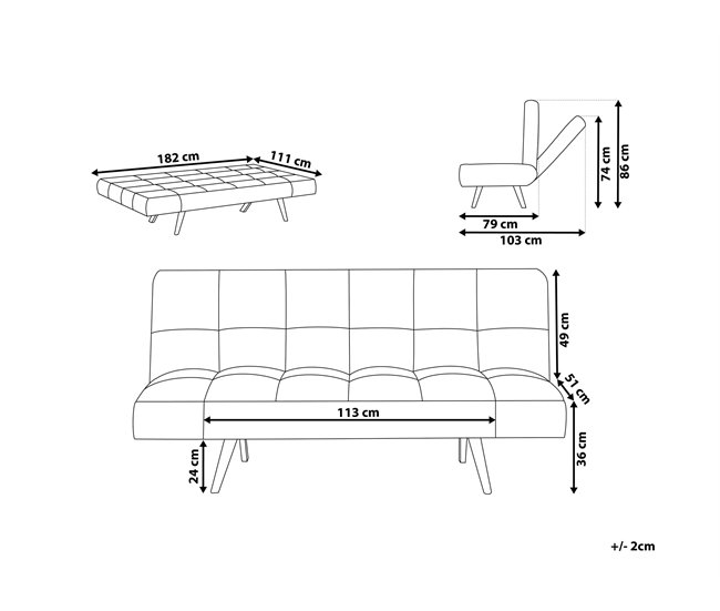 Beliani Sofá de 3 plazas Poliéster INGARO Marron Claro