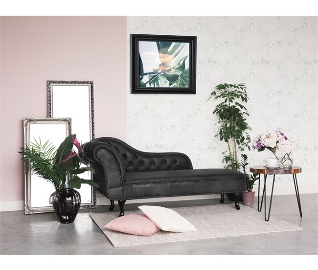 Beliani Chaise longue izquierdo Gamuza sintética NIMES Gris Oscuro