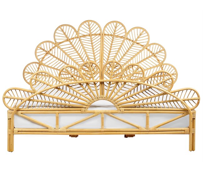 Beliani Cama Ratán FLORENTINE 187x207 Marron