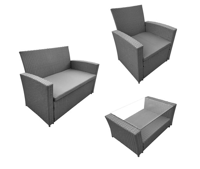 Conjunto de muebles de jardín COMINO de 4 plazas con cojines Gris