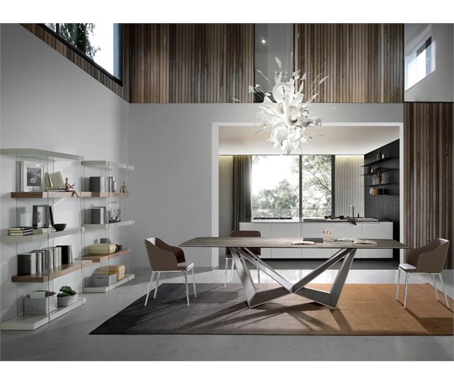 ANGEL CERDA Silla polipiel marrón Aluminio