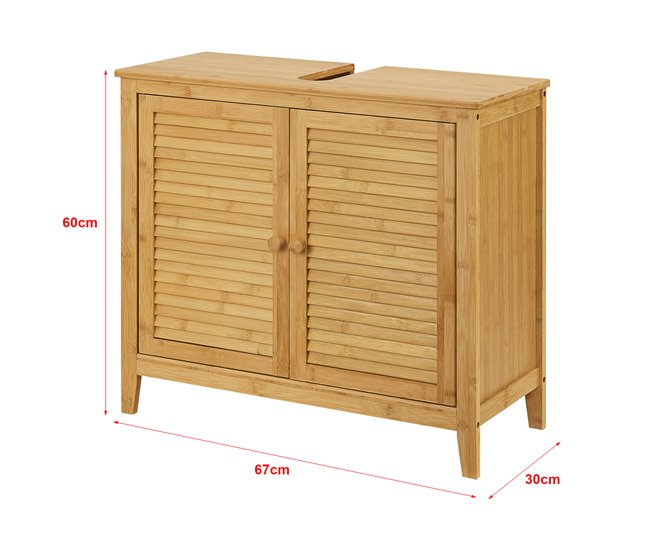 Mueble bajo lavabo Värmdö con 2 puertas bambú Natural