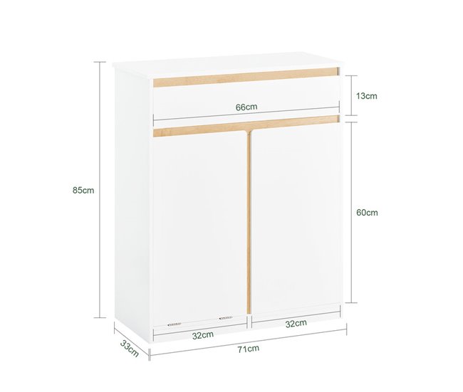 Armario De Baño Con Cesto Para Ropa Sucia BZR79-W SoBuy Blanco