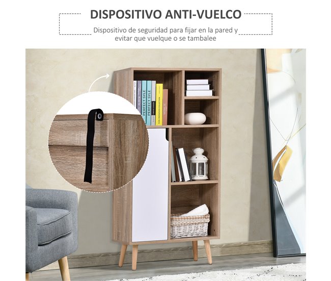 Aparador Alto Melamina de Madera HOMCOM 60 Blanco