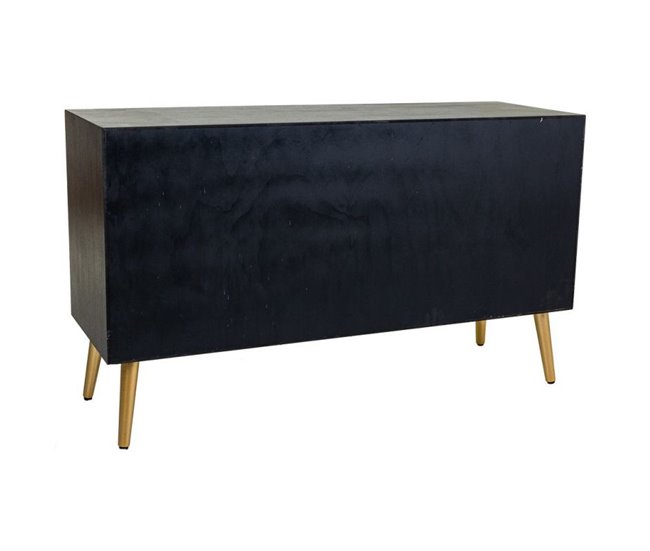Aparador de madera y rejilla Negro