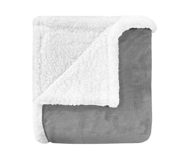 Acomoda Textil – Manta de Sedalina con Borreguito Extra Suave. Gris