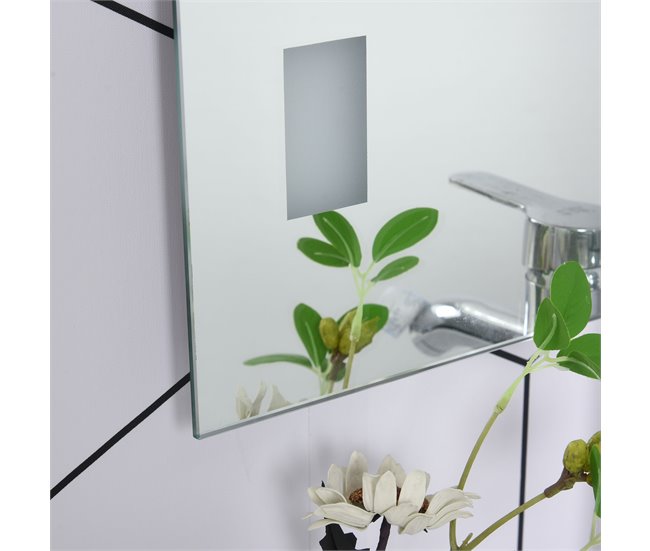 Espejo de Baño Vidrio, Aluminio, LED, Plástico kleankin Plateado