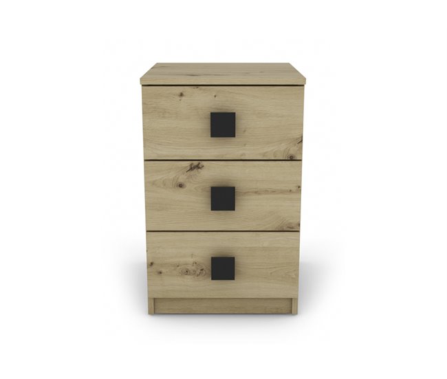 Mesita de noche SEATTLE 3 cajones Roble