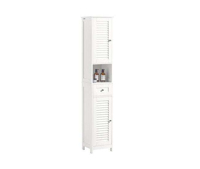 Armario Alto para baño 2 Puertas y 1 cajón FRG236-W SoBuy Blanco