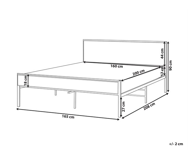 Beliani Cama Hierro AVANTON 165x208 Marron Claro