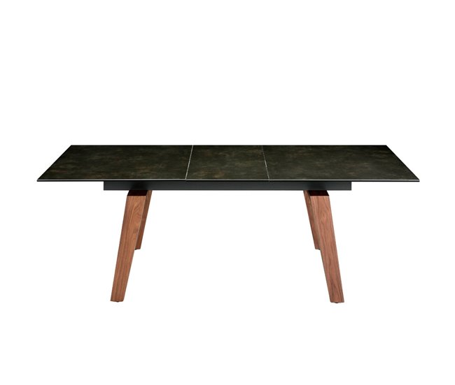 ANGEL CERDA Mesa comedor extensible mármol negro Nogal