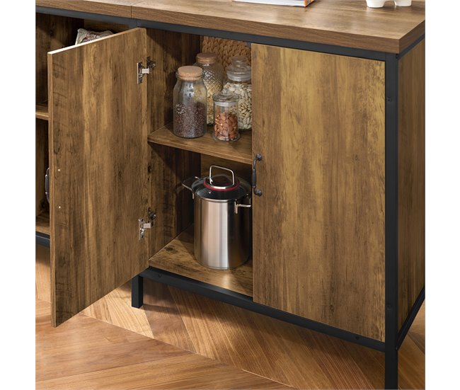 Aparador de Comedor con 2 Puertas 4 Compartimentos KNL01-F SoBuy Marron