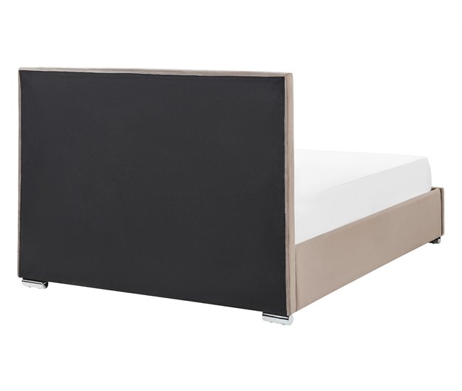 Beliani Cama con almacenaje Terciopelo ROUEN Gris Oscuro