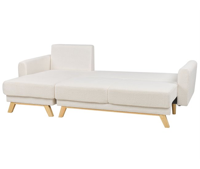 Beliani Sofá esquinero Bouclé SIRO Blanco/ Beige