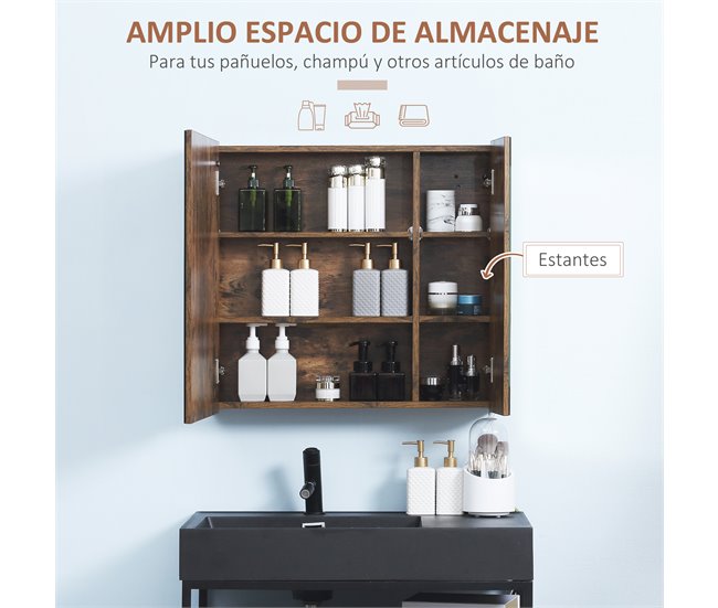 Armario con Espejo MDF, Vidrio kleankin, hogar - baño Marron