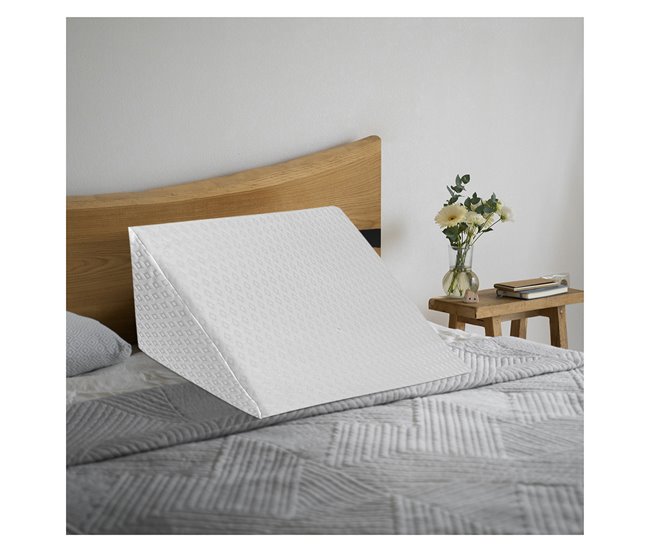 Acomoda Textil – Almohada de Lectura en Forma de Cuña. Blanco
