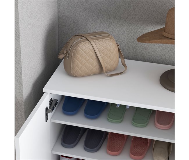 Armario de Zapatos Melamina de Madera, Acrílico HOMCOM Blanco