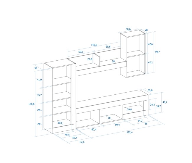 Compacto TV 265cm 3 puertas FERRARA Negro/ Madera