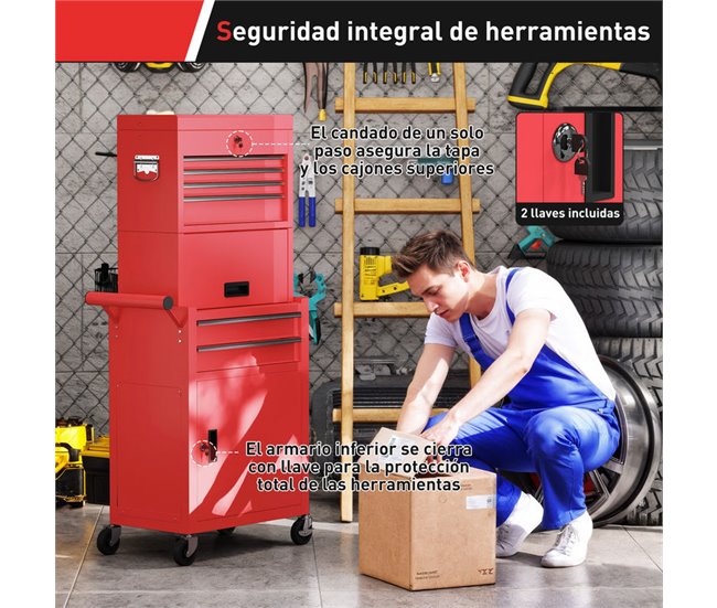 Carro de Herramientas Acero HOMCOM 60 Negro