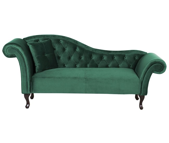 Beliani Chaise longue izquierdo Terciopelo LATTES Azul/ Verde