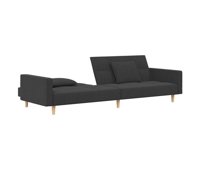 Sofá cama de 2 plazas con dos almohadas tela Gris Oscuro