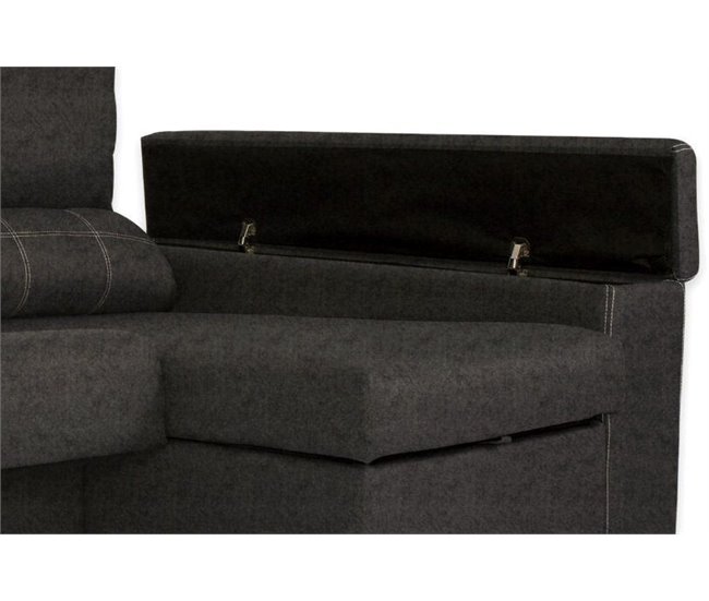 Sofa Chaise Longue Reclinable, con Arcon Antracita