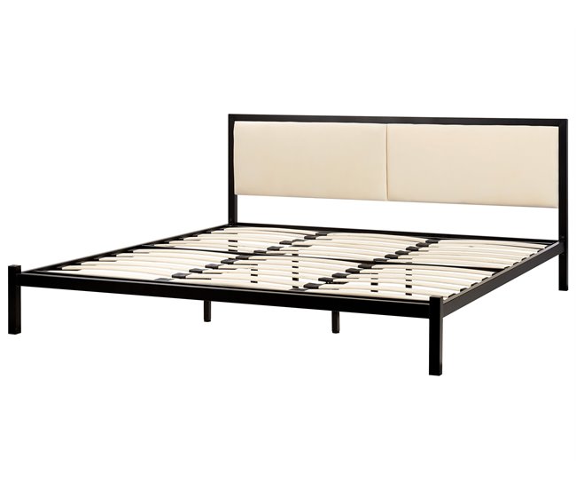 Beliani Cama con somier Acero CLAMART 187x210 Beige