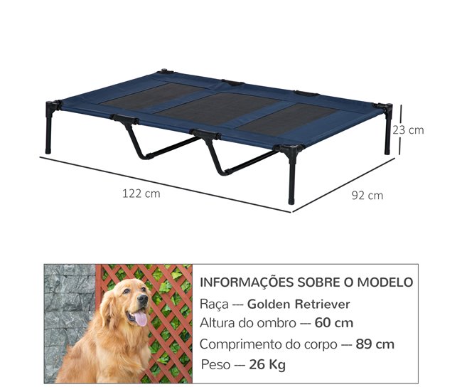 Cama Elevada para Perros Metal y Tela Oxford PawHut Azul
