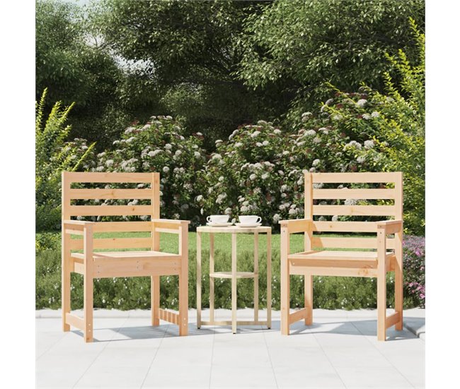 2 Sillas de jardín de madera maciza abeto Douglas Blanco
