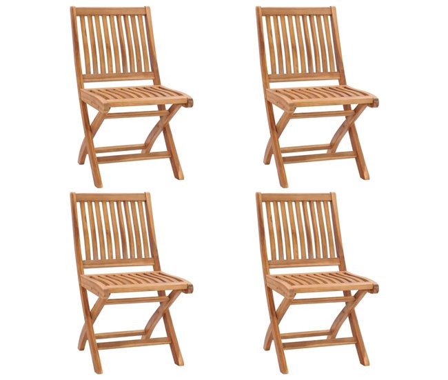 4 Sillas de jardín plegables de madera maciza de teca Marron